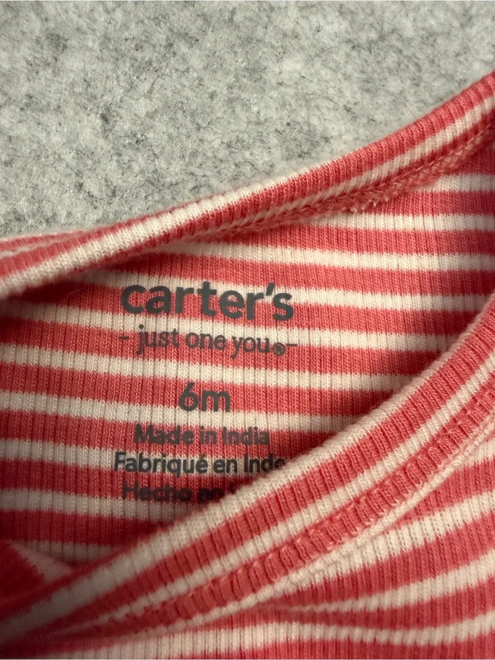 Carter's Coral and White Striped Girls' Peplum Top & Matching Shorts Set 6mo